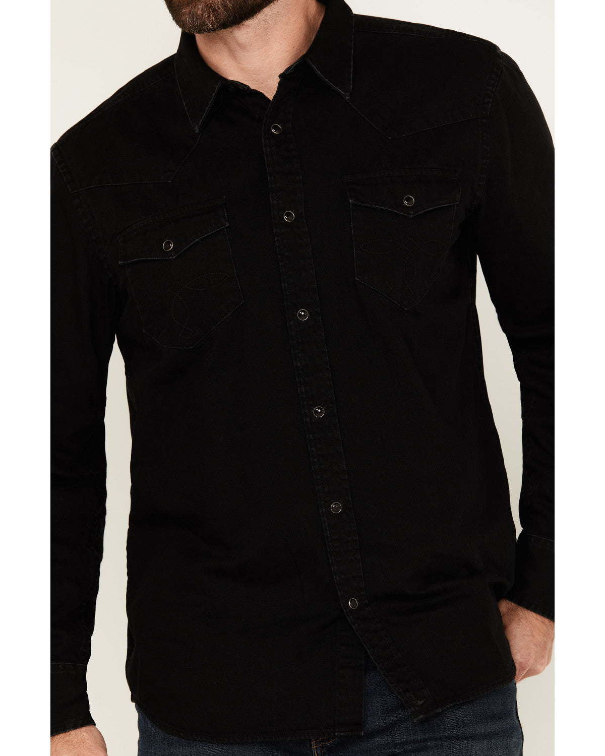 Men's Solid Long Sleeve Snap Denim Western Shirt - Big | Cody James Clothing