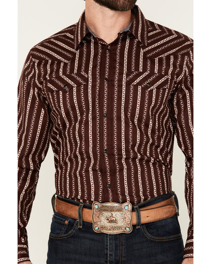 Men's Hansen Vertical Striped Wallpaper Print Long Sleeve S | Cody James Clothing