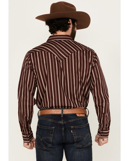 Men's Hansen Vertical Striped Wallpaper Print Long Sleeve S | Cody James Clothing
