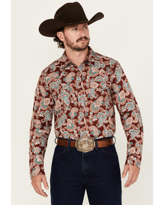 Men's Noah Paisley Print Long Sleeve Snap Western Shirt - B | Cody James Clothing|Sale