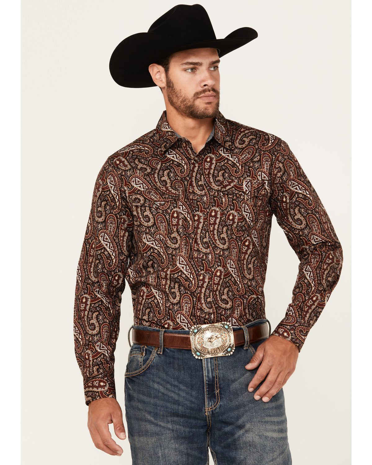 Men's Leo Paisley Print Long Sleeve Snap Western Shirt | Cody James Clothing