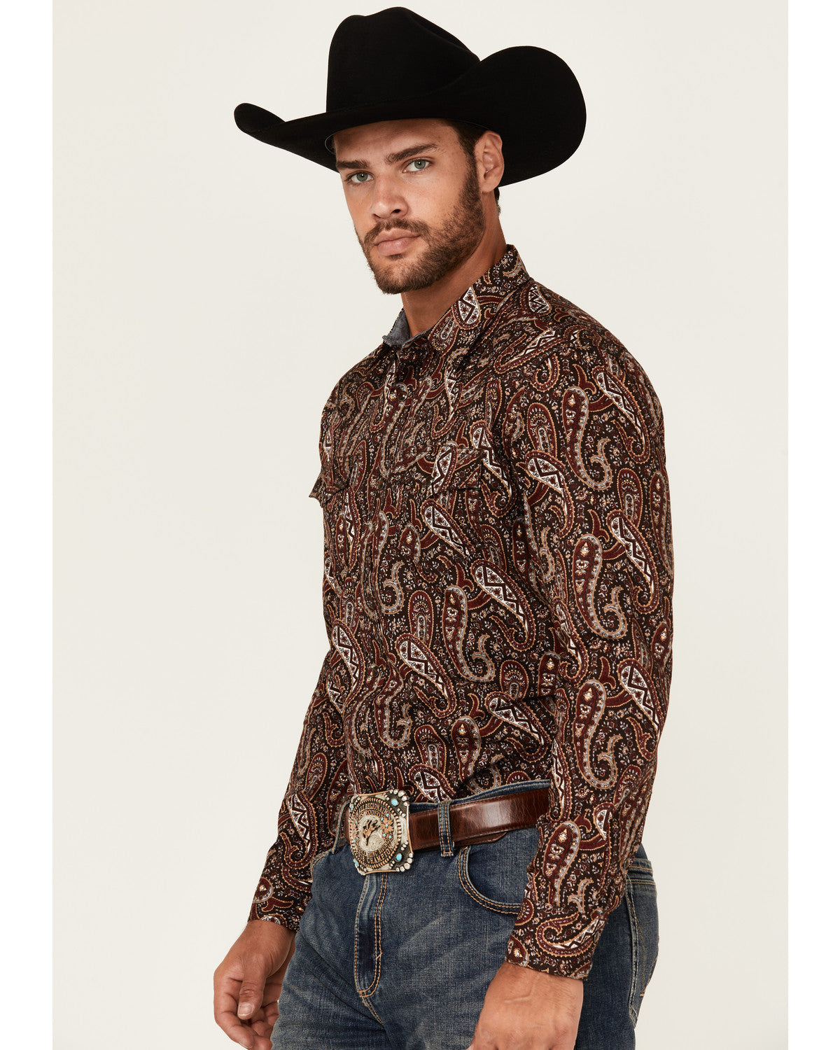 Men's Leo Paisley Print Long Sleeve Snap Western Shirt | Cody James Clothing