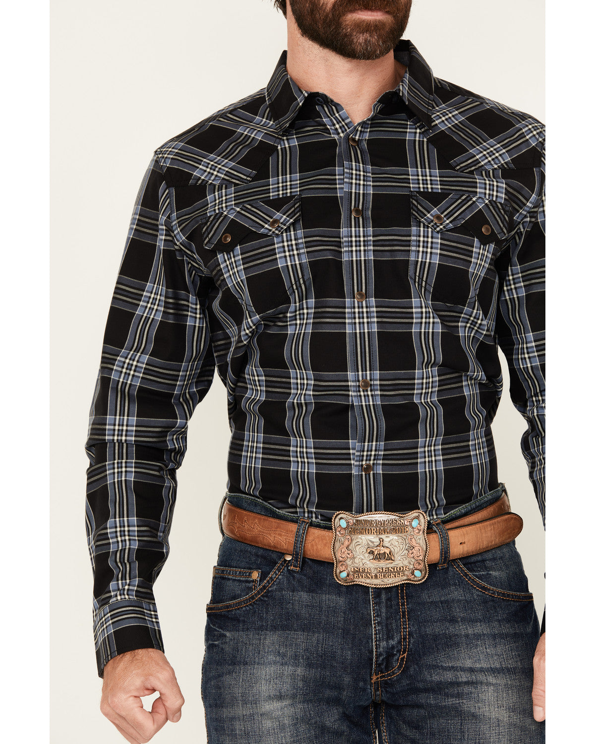 Men's Irving Plaid Print Long Sleeve Snap Western Shirt - B | Cody James Clothing|Sale