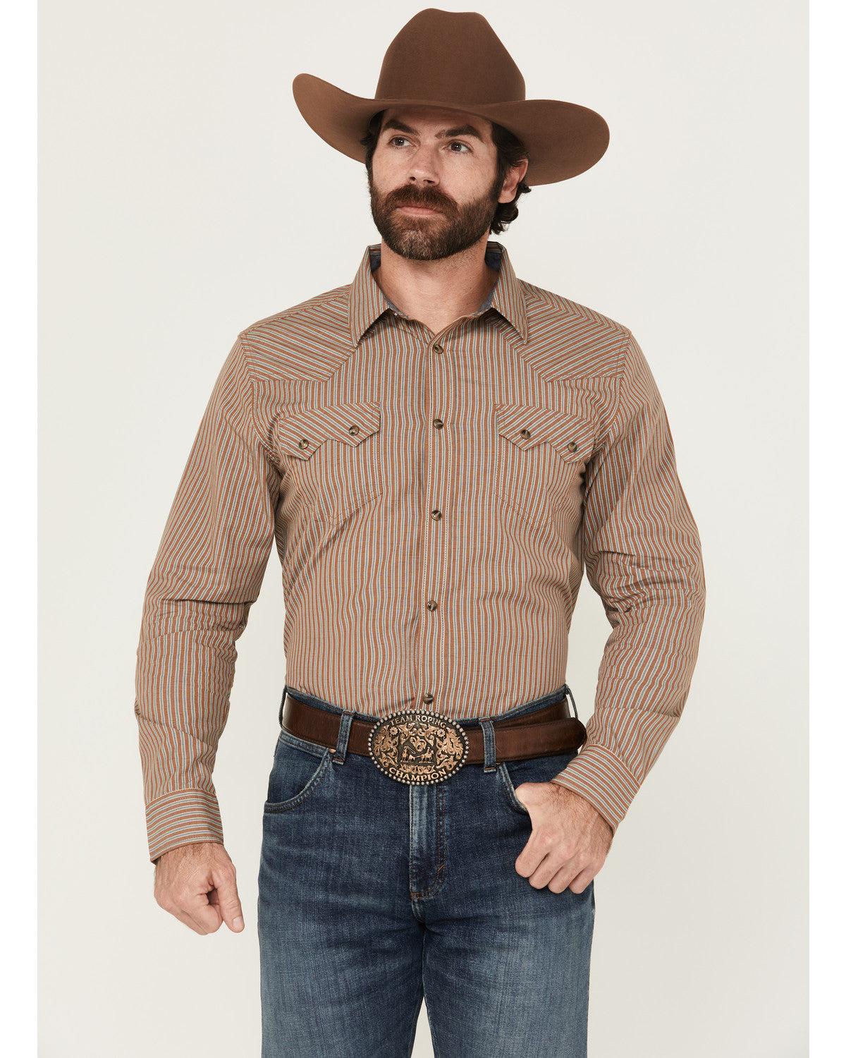 Men's Tanner Vertical Striped Print Long Sleeve Snap Wester | Cody James Clothing|Sale