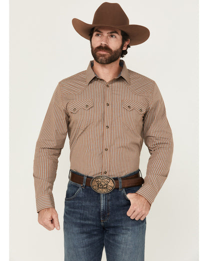 Men's Tanner Vertical Striped Print Long Sleeve Snap Wester | Cody James Clothing|Sale