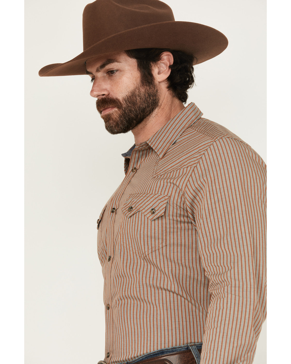 Men's Tanner Vertical Striped Print Long Sleeve Snap Wester | Cody James Clothing|Sale