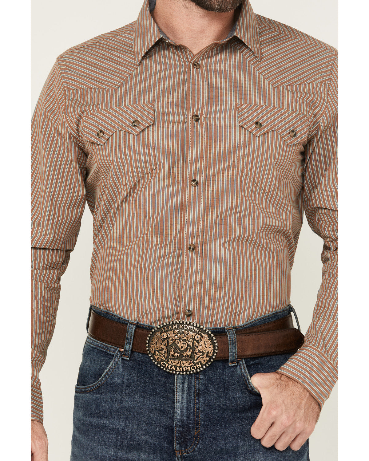 Men's Tanner Vertical Striped Print Long Sleeve Snap Wester | Cody James Clothing|Sale