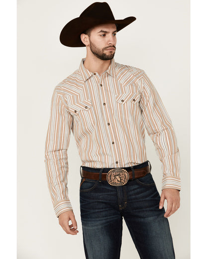 Men's Tough Guy Dobby Striped Print Long Sleeve Snap Wester | Cody James Clothing