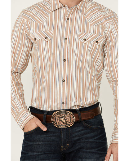 Men's Tough Guy Dobby Striped Print Long Sleeve Snap Wester | Cody James Clothing