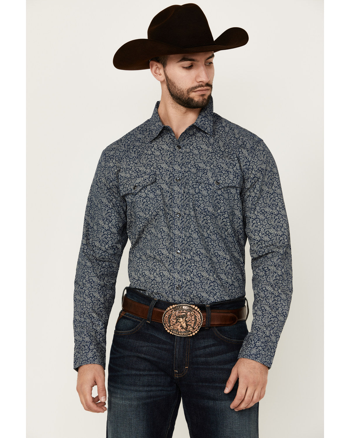 Men's Grande Floral Print Long Sleeve Pearl Snap Western Sh | Cody James Clothing
