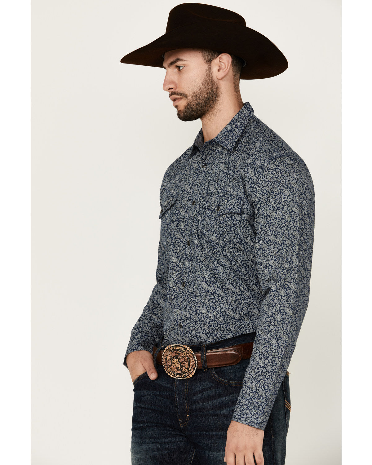 Men's Grande Floral Print Long Sleeve Pearl Snap Western Sh | Cody James Clothing