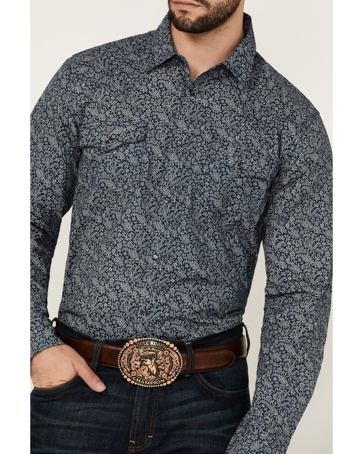 Men's Grande Floral Print Long Sleeve Pearl Snap Western Sh | Cody James Clothing