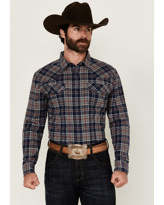 Men's Poker Plaid Print Long Sleeve Snap Western Shirt | Cody James Clothing|Sale