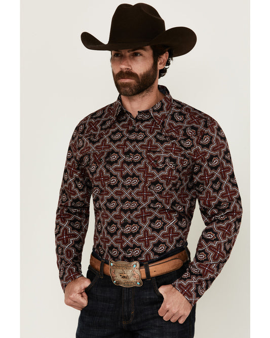 Men's Daybreak Geo Print Long Sleeve Snap Western Shirt | Cody James Clothing|Sale