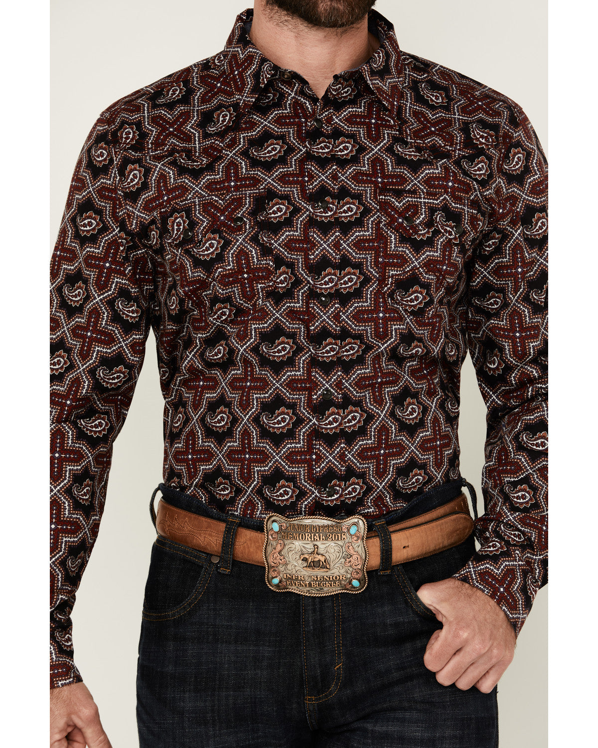 Men's Daybreak Geo Print Long Sleeve Snap Western Shirt | Cody James Clothing|Sale