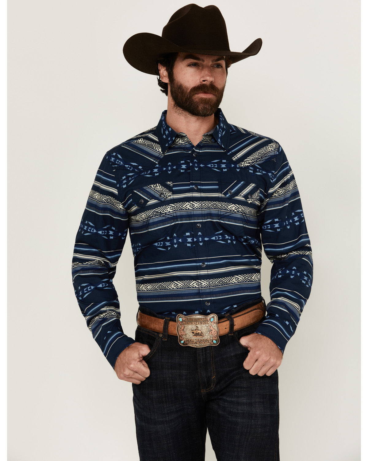 Men's Distance Southwestern Striped Long Sleeve Snap Wester | Cody James Clothing