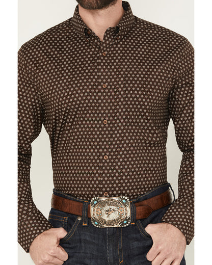 Men's Sebastian Geo Print Long Sleeve Button-Down Stretch W | Cody James Clothing