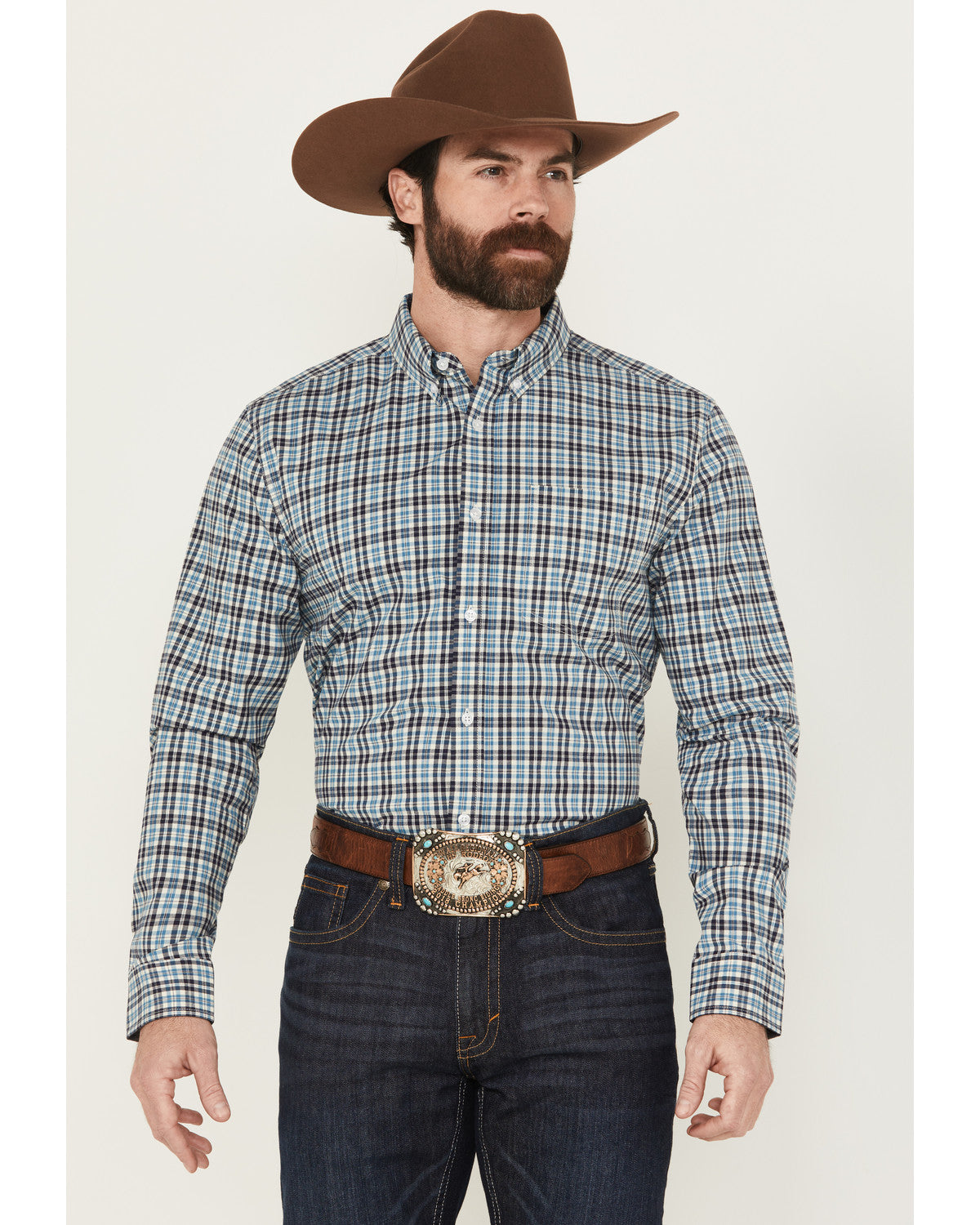 Men's Bob Plaid Print Long Sleeve Button-Down Western Shirt | Cody James Clothing|Sale