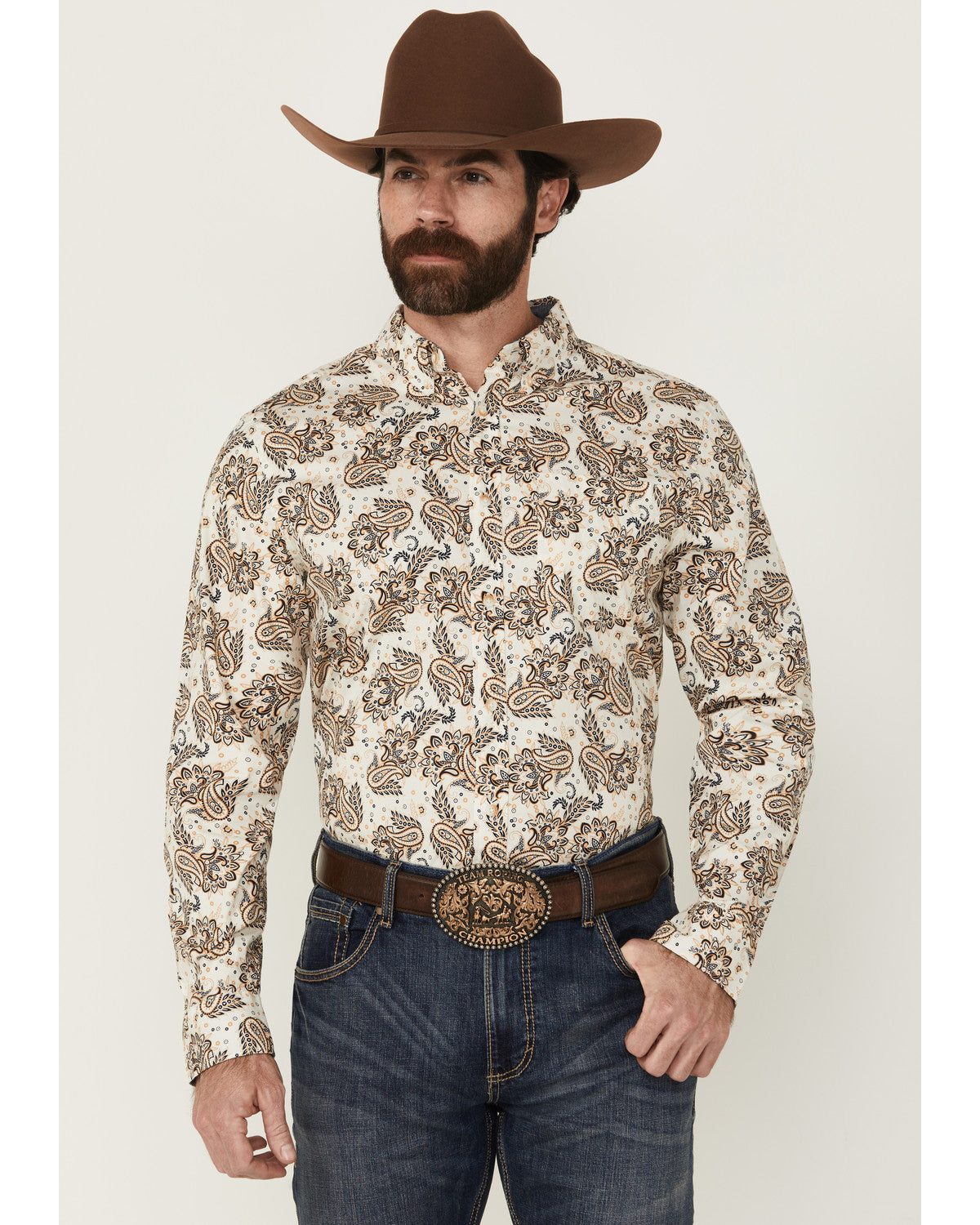 Men's Kendall Paisley Print Long Sleeve Button-Down Stretch | Cody James Clothing|Sale
