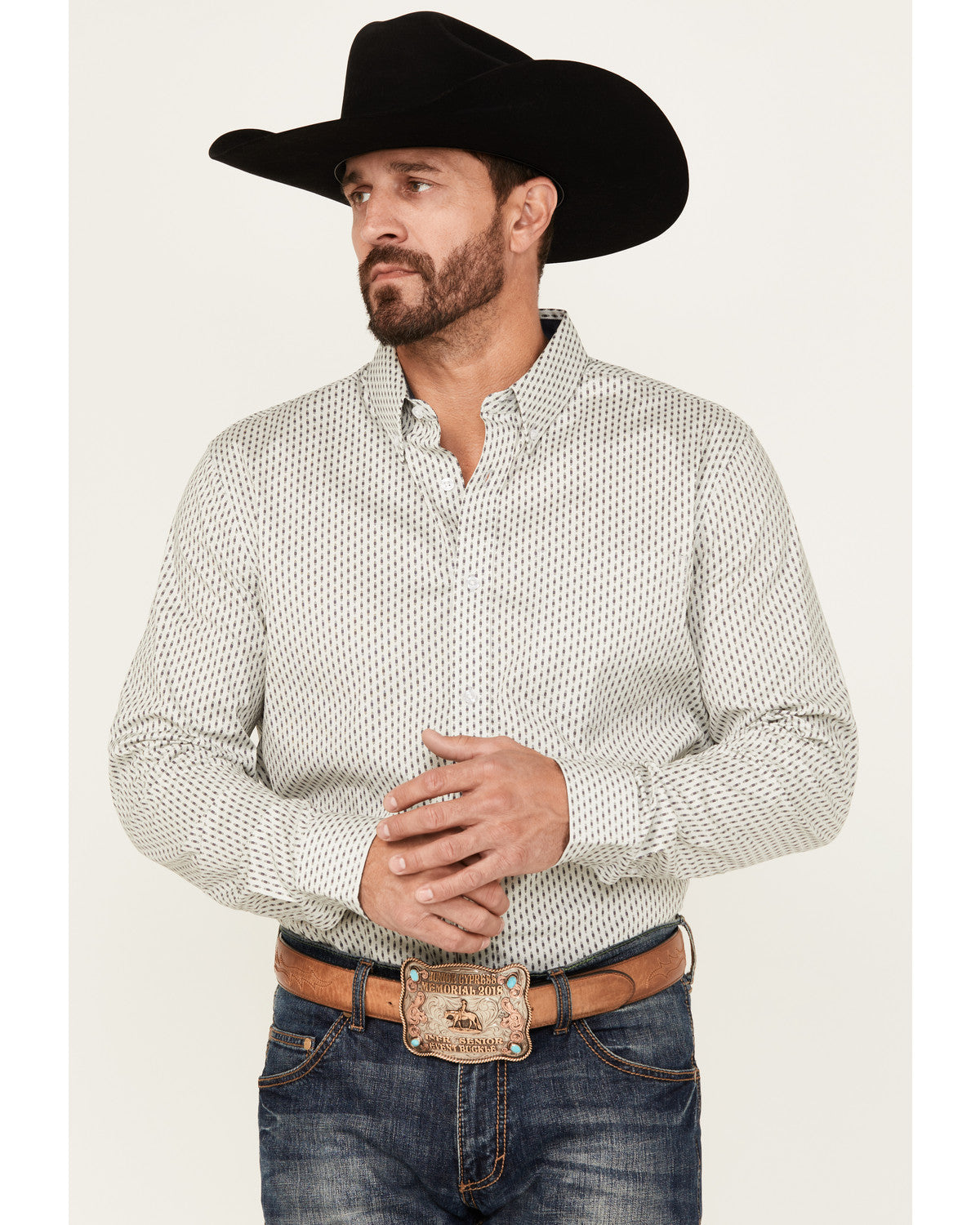 Men's Stirling Geo Print Long Sleeve Button-Down Stretch We | Cody James Clothing|Sale