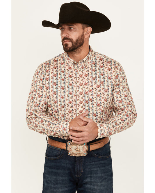 Men's Kenton Floral Striped Long Sleeve Button-Down Stretch | Cody James Clothing|Sale