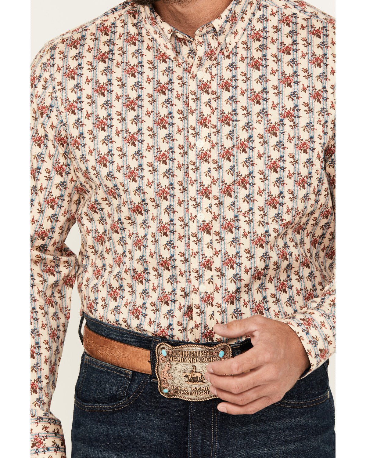 Men's Kenton Floral Striped Long Sleeve Button-Down Stretch | Cody James Clothing|Sale