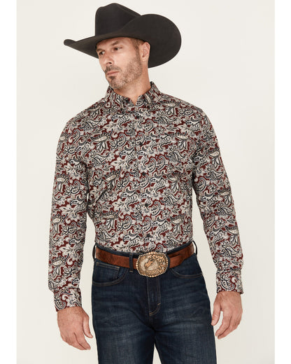 Men's Max Paisley Print Long Sleeve Button-Down Stretch Wes | Cody James Clothing
