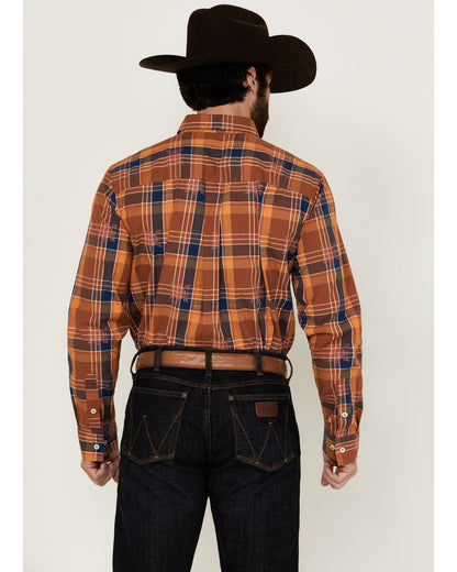 Men's Dobby Plaid Print Long Sleeve Button-Down Stretch Wes | Cody James Clothing|Sale