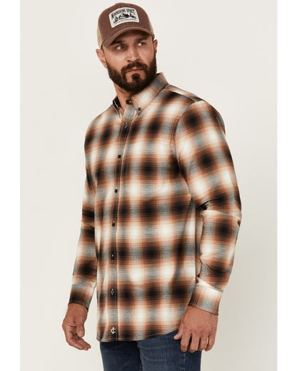Men's Hombre Plaid Print Long Sleeve Button-Down Stretch We | Cody James Clothing|Sale
