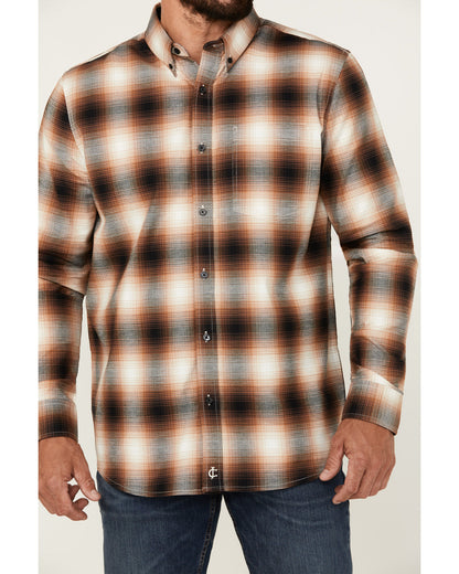 Men's Hombre Plaid Print Long Sleeve Button-Down Stretch We | Cody James Clothing|Sale