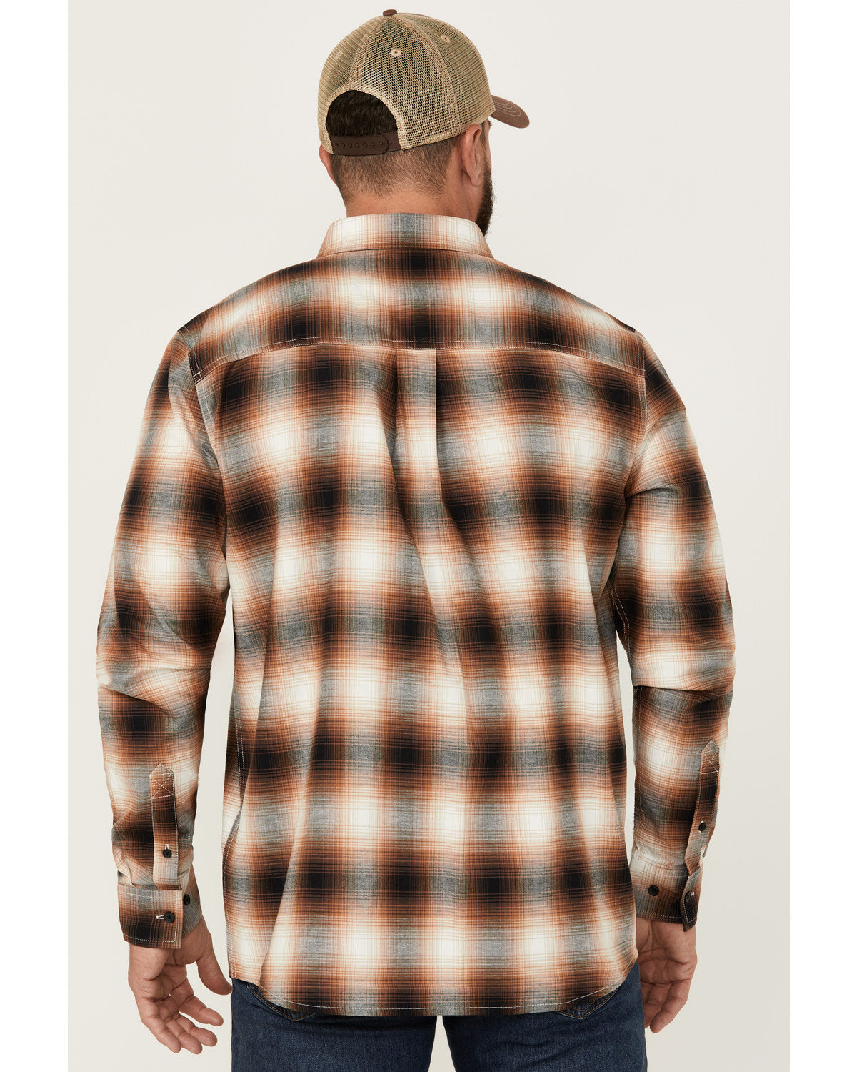 Men's Hombre Plaid Print Long Sleeve Button-Down Stretch We | Cody James Clothing|Sale