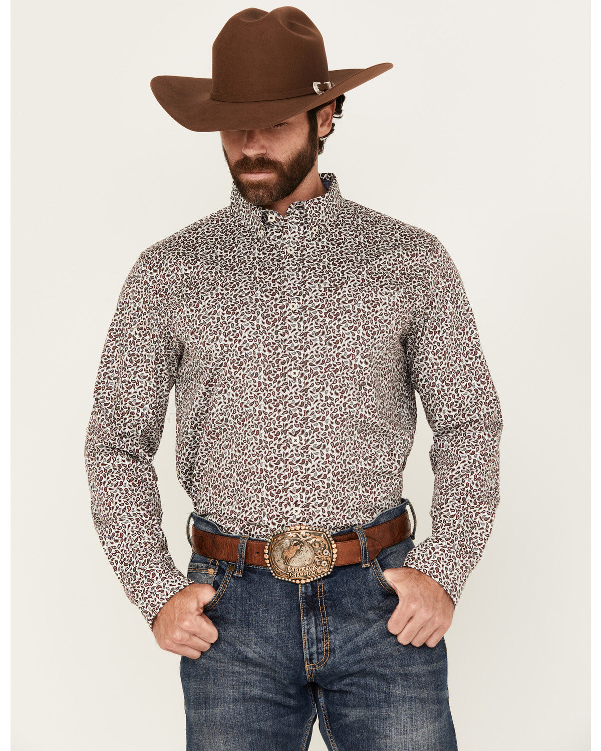 Men's Country Paisley Print Long Sleeve Button-Down Stretch | Cody James Clothing|Sale