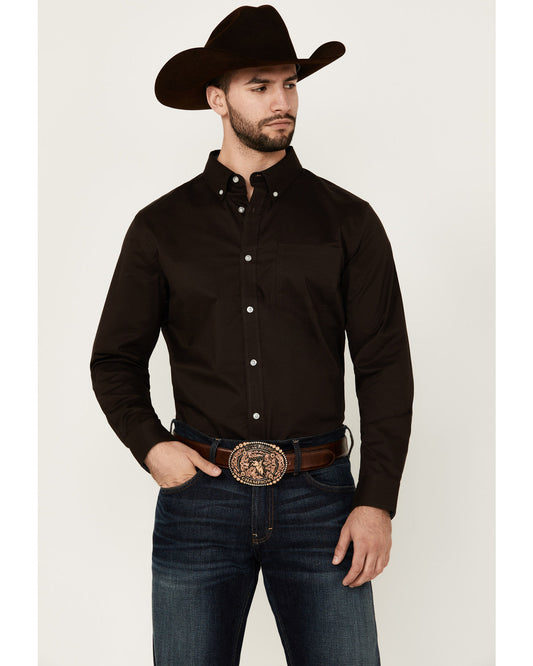 Men's Basic Solid Long Sleeve Button-Down Stretch Western S | Cody James Clothing