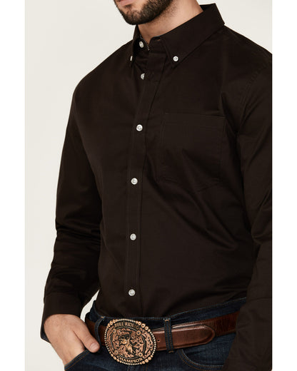 Men's Basic Solid Long Sleeve Button-Down Stretch Western S | Cody James Clothing