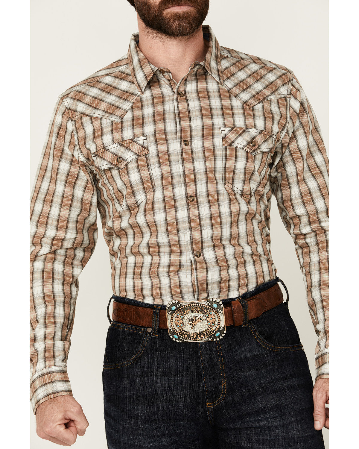 Men's Last Hurdle Plaid Print Long Sleeve Button-Down Stret | Cody James Clothing|Sale