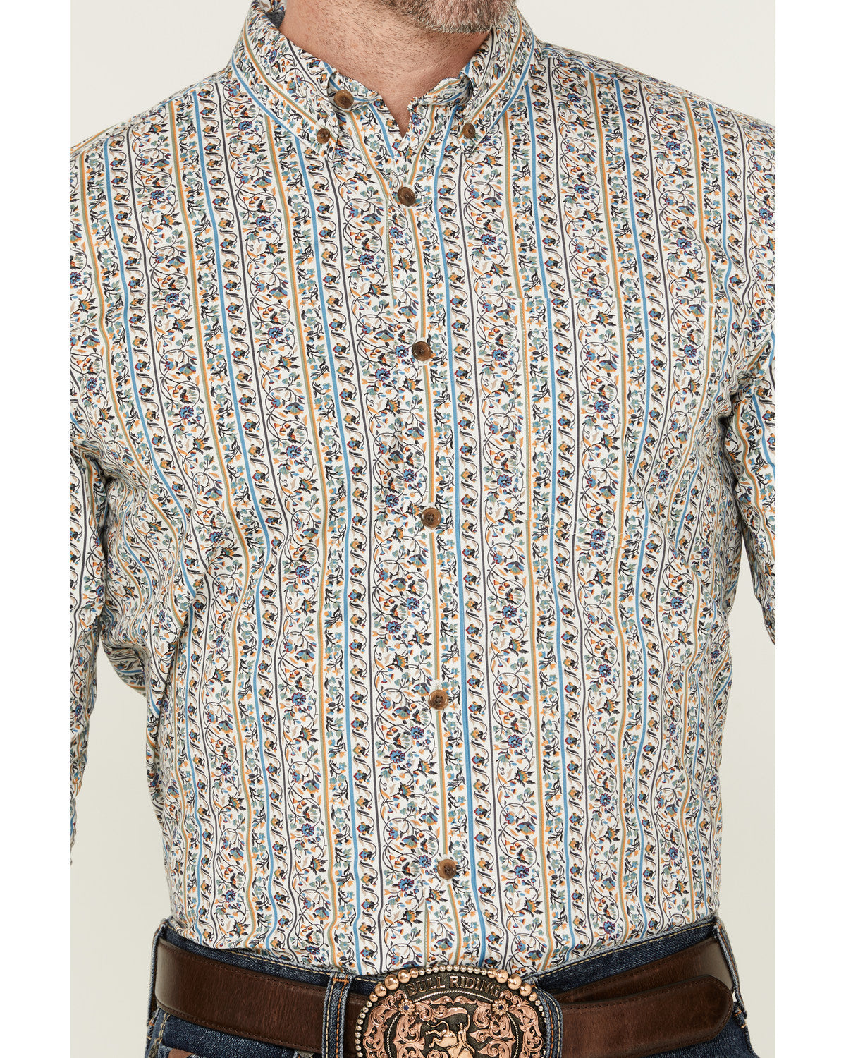 Men's Wells Floral Striped Print Long Sleeve Button-Down St | Cody James Clothing|Sale