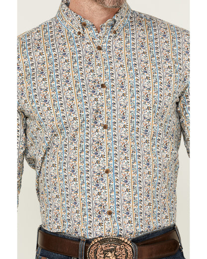 Men's Wells Floral Striped Print Long Sleeve Button-Down St | Cody James Clothing|Sale
