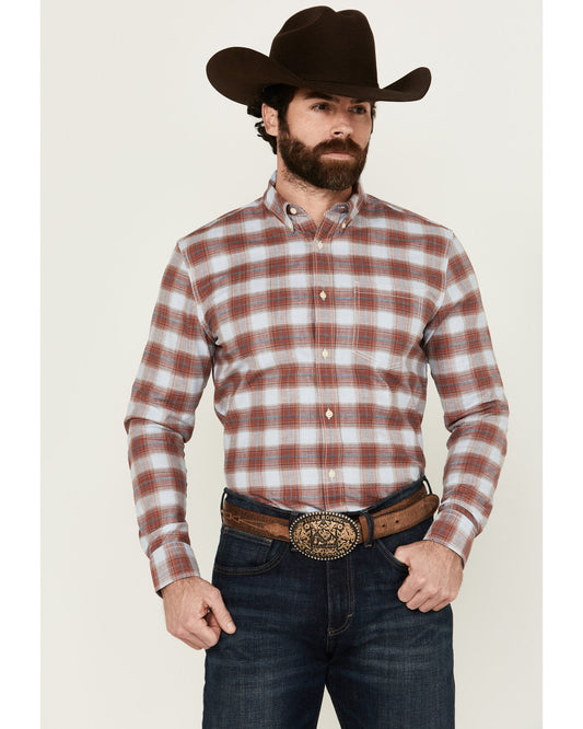 Men's Rush Plaid Print Long Sleeve Button-Down Stretch West | Cody James Clothing|Sale