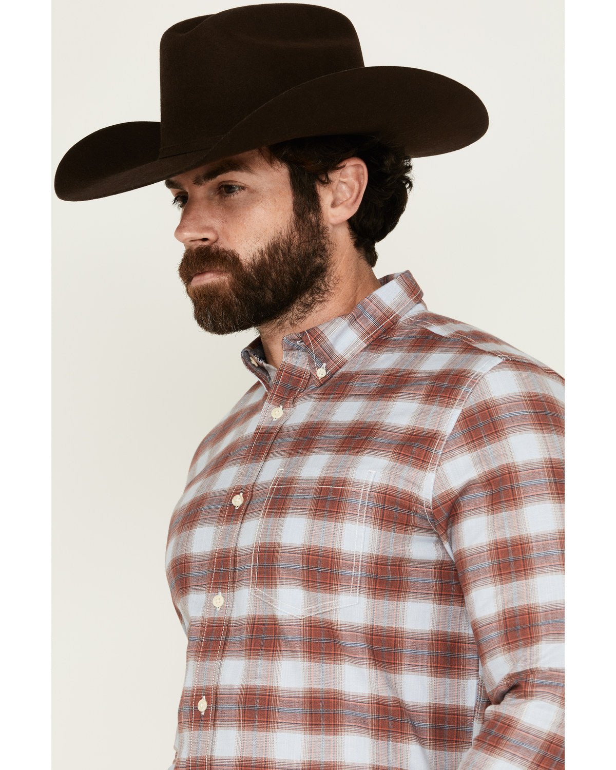 Men's Rush Plaid Print Long Sleeve Button-Down Stretch West | Cody James Clothing