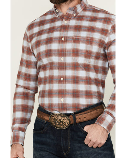 Men's Rush Plaid Print Long Sleeve Button-Down Stretch West | Cody James Clothing