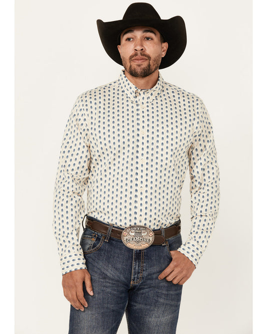 Men's Gunsmoke Striped Print Long Sleeve Button-Down Stretc | Cody James Clothing|Sale