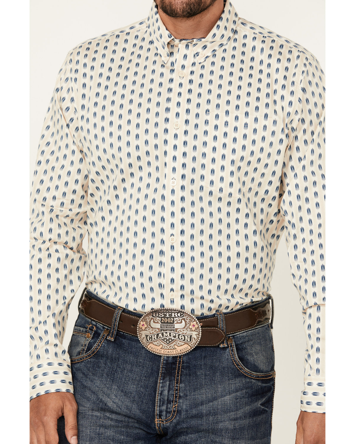 Men's Gunsmoke Striped Print Long Sleeve Button-Down Stretc | Cody James Clothing|Sale