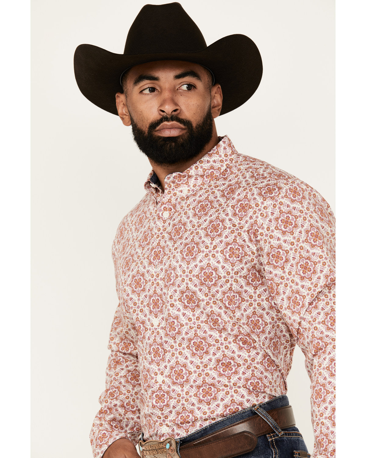 Men's Lucky One Medallion Print Long Sleeve Button-Down Str | Cody James Clothing|Sale
