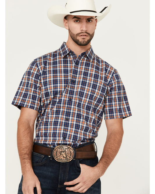 Men's Tequila Sunrise Plaid Print Short Sleeve Button-Down | Cody James Clothing|Sale