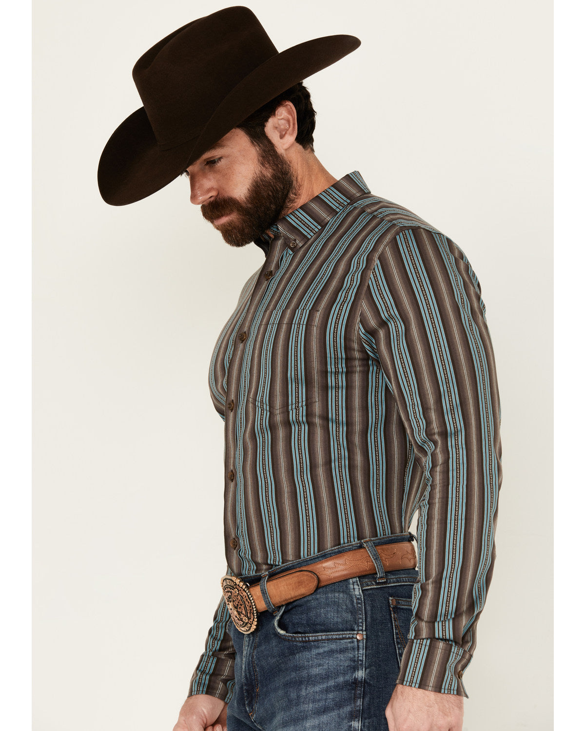 Men's Boa Dobby Striped Print Long Sleeve Button-Down Stret | Cody James Clothing|Sale