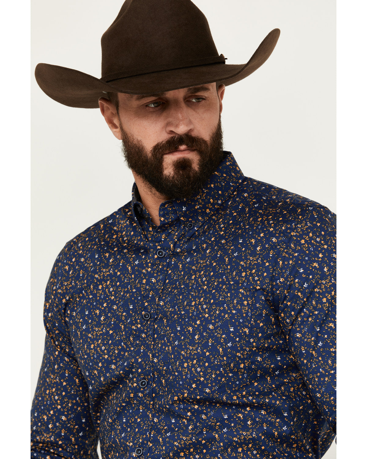 Men's Meadowlark Floral Print Long Sleeve Button-Down Stret | Cody James Clothing|Sale