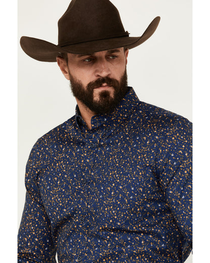 Men's Meadowlark Floral Print Long Sleeve Button-Down Stret | Cody James Clothing|Sale
