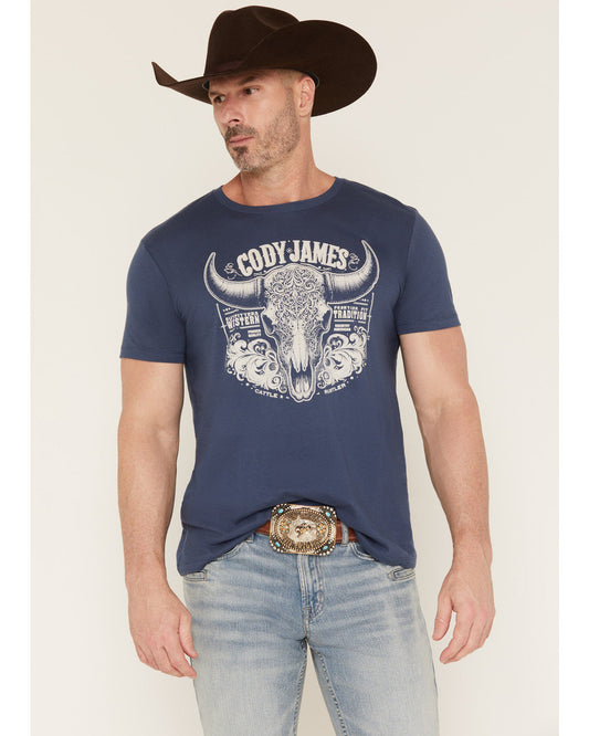 Men's Ornate Steerhead Skull Short Sleeve Graphic T-Shirt | Cody James Clothing