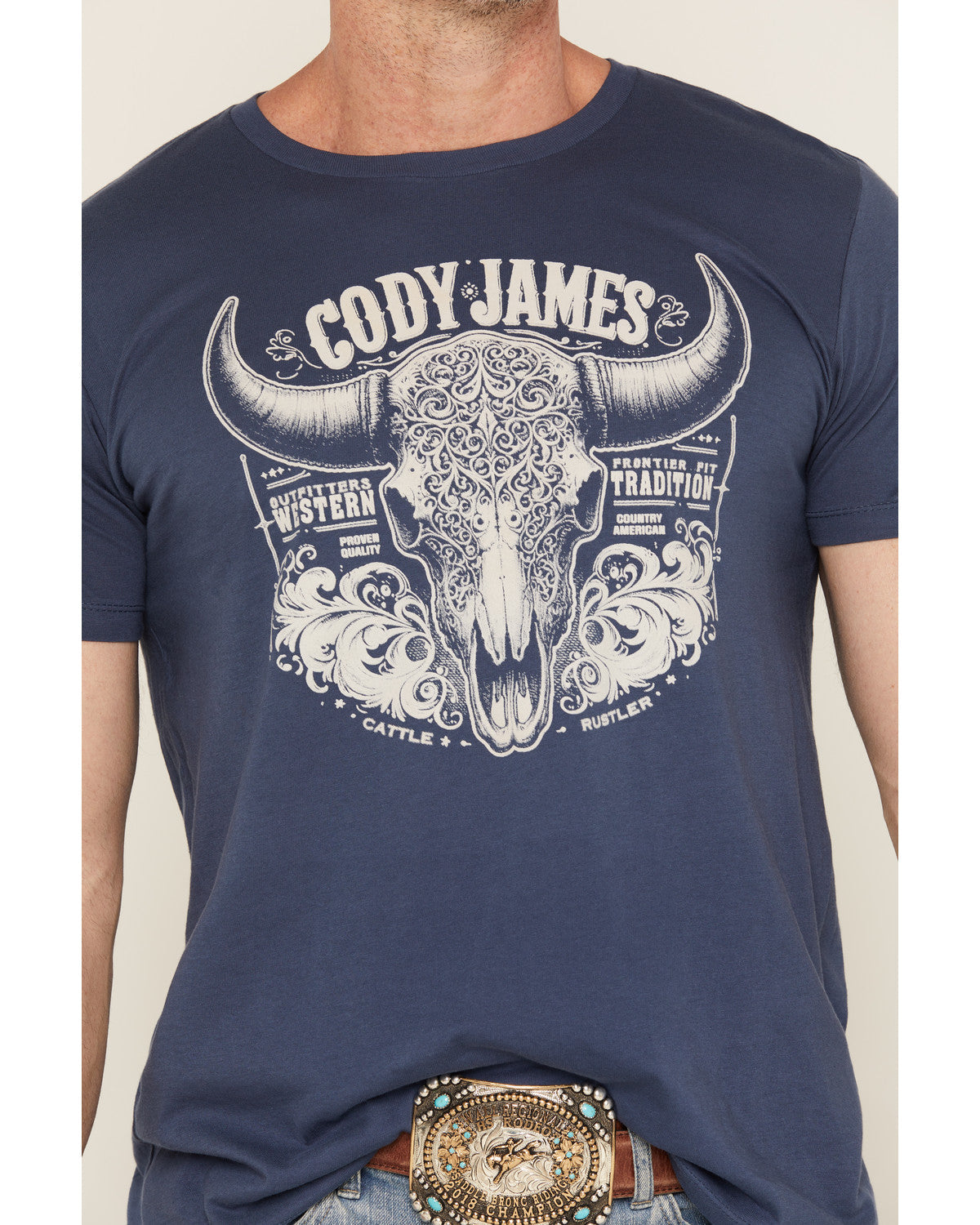 Men's Ornate Steerhead Skull Short Sleeve Graphic T-Shirt | Cody James Clothing
