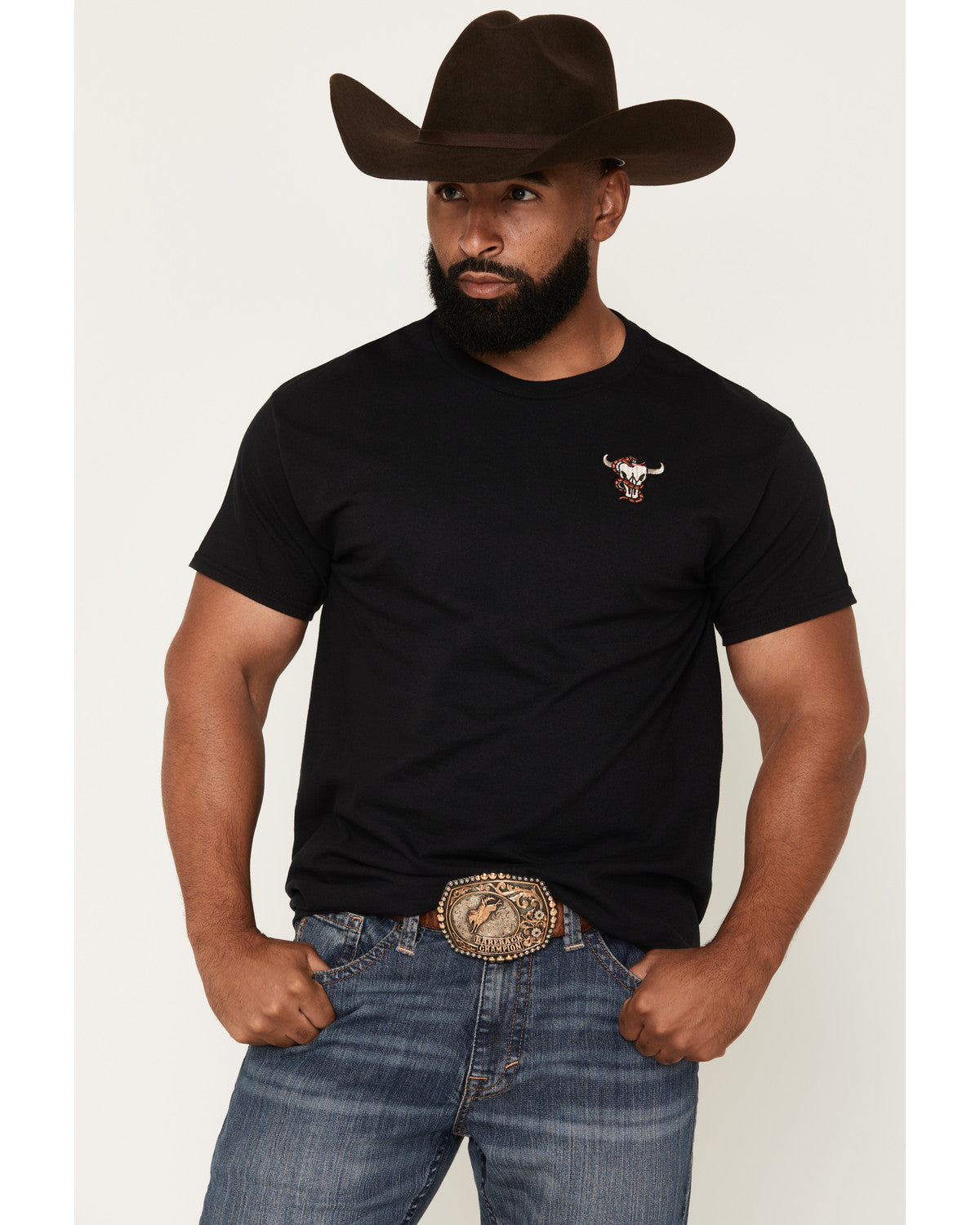 Men's Skull and Snake Embroidered Short Sleeve Graphic T-Sh | Cody James Clothing